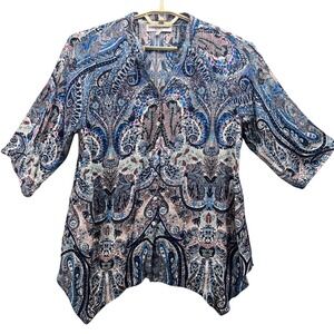 Womens Paisley Tunic‎ Top Blue Medium
